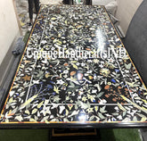 Pietra Dura Table, Black Marble Table, semi precious floral inlay work, Home Décor & Office Furniture, coffee cafe table, Marble furniture Unique Handicrafts IND